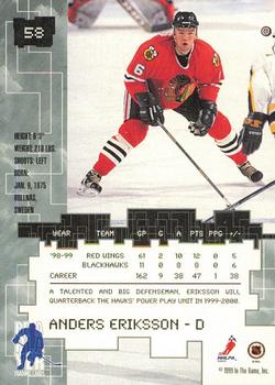 1999-00 Be a Player Millennium Signature Series - Anaheim National Gold #58 Anders Eriksson Back
