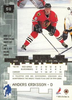 1999-00 Be a Player Millennium Signature Series - Anaheim National Sapphire #58 Anders Eriksson Back