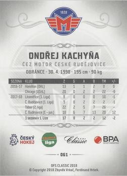 2018-19 OFS Chance Liga - Ice Water #61 Ondrej Kachyna Back