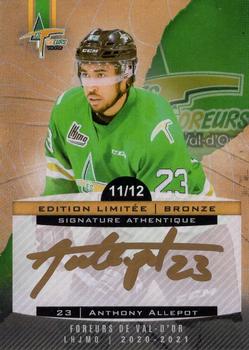 2020-21 Val-d'Or Foreurs (QMJHL) - Autographs Bronze #21 Anthony Allepot Front