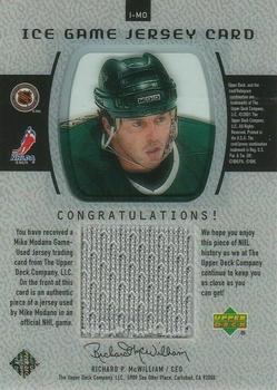 2000-01 Upper Deck Rookie Update - Ice Game Jerseys #I-MO Mike Modano Back