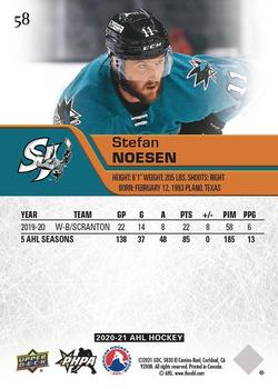 2020-21 Upper Deck AHL #58 Stefan Noesen Back