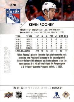 2021-22 Upper Deck #370 Kevin Rooney Back