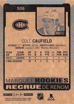 2021-22 O-Pee-Chee #506 Cole Caufield Back