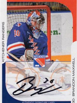 2009-10 Extreme Kitchener Rangers (OHL) Autographs #17 Brandon Maxwell Front