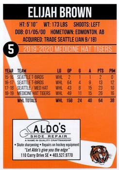 2019-20 Medicine Hat Tigers (WHL) #NNO Elijah Brown Back