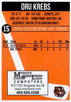 2019-20 Medicine Hat Tigers (WHL) #NNO Dru Krebs Back