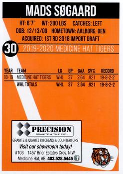 2019-20 Medicine Hat Tigers (WHL) #NNO Mads Sogaard Back