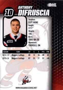 2014-15 Niagara IceDogs (OHL) #NNO Anthony Difruscia Back