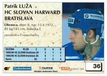 1995-96 APS HESR (Slovak) #36 Patrik Luza Back