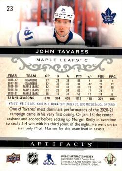 2021-22 Upper Deck Artifacts #23 John Tavares Back