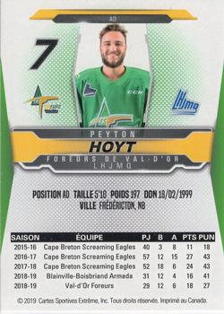 2019-20 Extreme Val-d'Or Foreurs (QMJHL) #NNO Peyton Hoyt Back