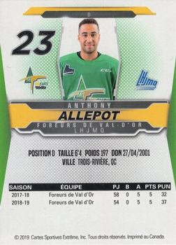 2019-20 Extreme Val-d'Or Foreurs (QMJHL) #NNO Anthony Allepot Back