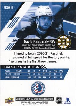 2021 Upper Deck National Hockey Card Day USA #USA-9 David Pastrnak Back