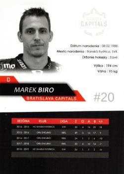 2019-20 Bratislava Capitals (ICEHL) #NNO Marek Biro Back