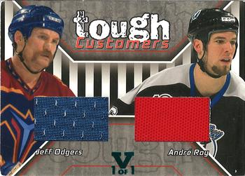 2015-16 In The Game Final Vault - 2001-02 Be a Player Update Tough Customers (Teal Vault Stamp) #TC-17 Jeff Odgers / Andre Roy Front