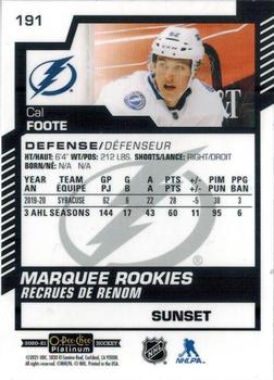 2020-21 O-Pee-Chee Platinum - Sunset #191 Cal Foote Back
