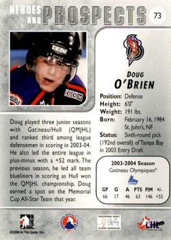 2004-05 In The Game Heroes and Prospects - Fall Expo Silver #73 Doug O'Brien Back