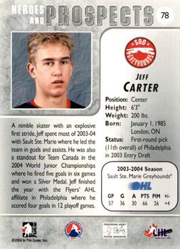2004-05 In The Game Heroes and Prospects - Fall Expo Silver #78 Jeff Carter Back