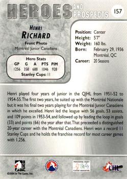 2004-05 In The Game Heroes and Prospects - Fall Expo Silver #157 Henri Richard Back