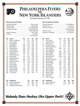 1992-93 Upper Deck Philadelphia Flyers #NNO The Coaches (Craig Hartsburg / Bill Dineen / Ken Hitchcock) Back