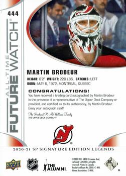 2020-21 SP Signature Edition Legends #444 Martin Brodeur Back