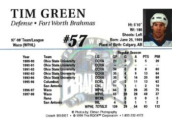 1998-99 Roox Fort Worth Brahmas (WPHL) #901032T Tim Green Back