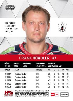 2021-22 Playercards (DEL) #DEL-030 Frank Hördler Back