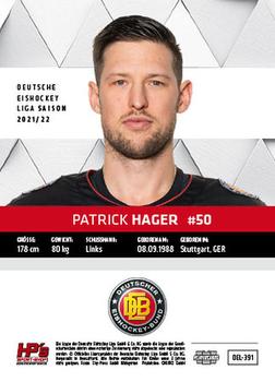 2021-22 Playercards (DEL) #DEL-391 Patrik Hager Back
