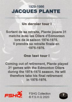 2020 FSHQ Collection Jacques Plante #7 Jacques Plante Back