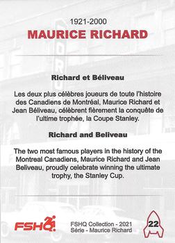 2021 FSHQ Collection Maurice Richard #22 Maurice Richard Back