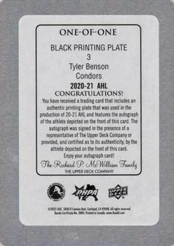 2020-21 Upper Deck AHL - Printing Plates Black #3 Tyler Benson Back