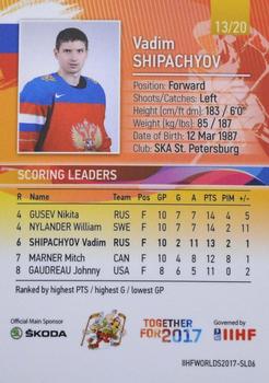 2017 BY Cards IIHF World Championship: Scoring Leaders #SL06 Vadim Shipachyov Back