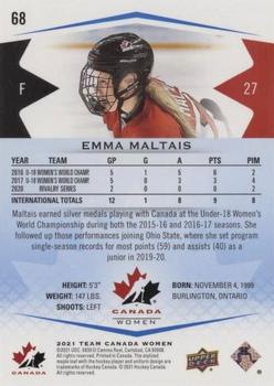 2021-22 Upper Deck Team Canada Juniors - Blue #68 Emma Maltais Back