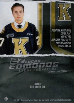 2021-22 Extreme Kingston Frontenacs (OHL) #21 Lucas Edmonds Back