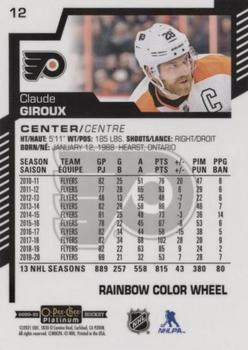 2020-21 O-Pee-Chee Platinum - Rainbow Color Wheel #12 Claude Giroux Back