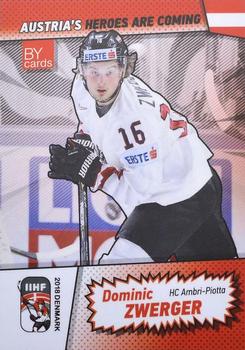 2018 BY Cards IIHF World Championship (Unlicensed) #AUT/2018-19 Dominic Zwerger Front