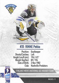 2015 BY Cards IIHF World Championship (Unlicensed) - Masks #Masks-11 Pekka Rinne Back
