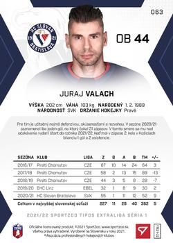 2021-22 SportZoo Tipos Extraliga #063 Juraj Valach Back