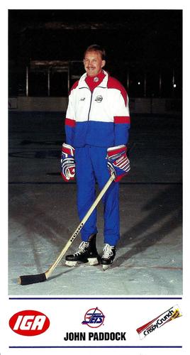 1991-92 IGA Winnipeg Jets #NNO John Paddock Front