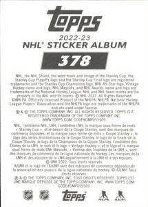 2022-23 Topps NHL Sticker Collection #378 Sidney Crosby Back