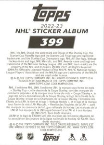 2022-23 Topps NHL Sticker Collection #399 Timo Meier Back