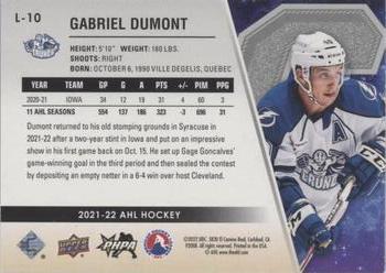 2021-22 Upper Deck AHL - Captains Gold #L-10 Gabriel Dumont Back