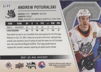 2021-22 Upper Deck AHL - Captains Gold #L-11 Andrew Poturalski Back