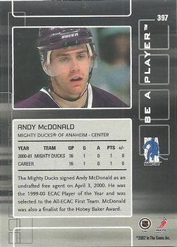 2001-02 Be a Player Update - 2001-02 Be A Player Memorabilia Update #397 Andy McDonald Back