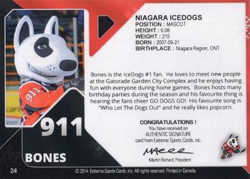 2013-14 Extreme Niagara IceDogs (OHL) Autographs #24 Bones Back