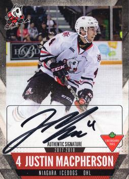 2017-18 Extreme Niagara IceDogs (OHL) Autographs #3 Justin MacPherson Front
