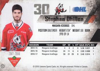 2017-18 Extreme Niagara IceDogs (OHL) Autographs #17 Stephen Dhillon Back