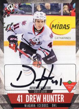 2017-18 Extreme Niagara IceDogs (OHL) Autographs #19 Drew Hunter Front