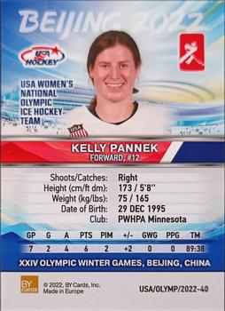 2022 BY Cards Beijing Olympics (Unlicensed) #USA/OLYMP/2022-40 Kelly Pannek Back